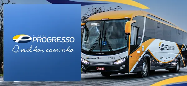 Logo e ônibus da Viação Progresso