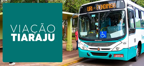 Logo e ônibus da Viação Tiaraju