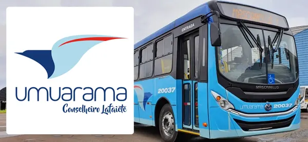 Logo e ônibus da Viação Umuarama Conselheiro Lafaiete