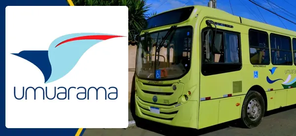 Logo e ônibus da Viação Umuarama Matozinhos