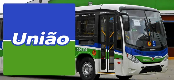 Logo e ônibus da Viação União Duque de Caxias