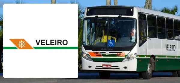 Logo e ônibus da Viação Veleiro
