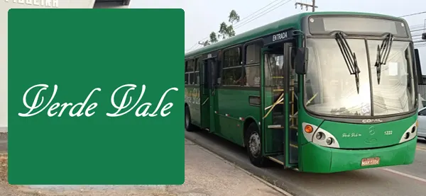 Logo e ônibus da Viação Verde Vale
