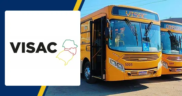 Logo e ônibus da VISAC Campo Bom