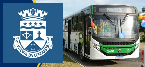 Logo e ônibus da Vitória da Conquista